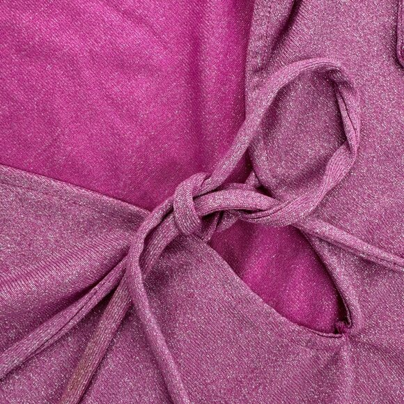 Free People Women's XS Sparkly Pink Metallic Crop Top With Adjustable Ties - Picture 7 of 12